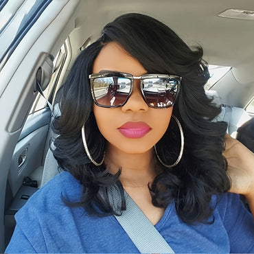 [130% Density Heat Resistant Wig] Chic Bob Wig for Women - Loose Curly, Side Part, Synthetic Lace Front in Black & Brown, 130% Density, Heat Resistant, Perfect for Cosplay & Daily Wear, Short Wig, Perruque