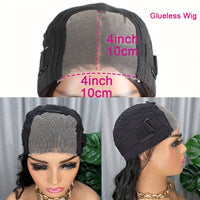 Glamorous Deep Wave Brazilian Human Hair Wig for Women - Glueless 4x4 Transparent Lace Frontal, Pre-Plucked, Free Part, 150% Density, Natural Black