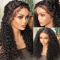 EMOL 180% Density Kinky Curly 13x4 Lace Front Wig - Pre-Plucked 4C Natural Look, Transparent Lace, Glueless for All Women