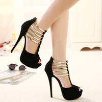 Women's Stiletto High Heels, Ankle T-strap Platform Peep Toe Pumps, Party & Dress Heels