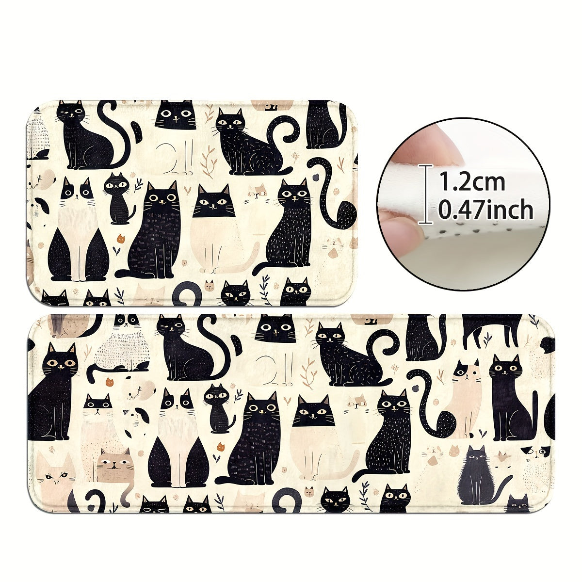 Cats Animal Kitchen Mats: Non-slip, Durable Bathroom Pads, Comfortable Standing Runner Rugs, Carpets for Kitchen, Home, Office, Sink, Laundry Room, Bathroom, Spring Decor, Available in Different Sizes