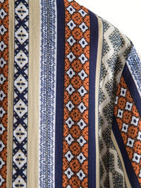 Summer Escape: Stylish Ethnic Stripe Men's Casual Shirt - Durable, Woven Comfort for Weekend & Resort Wear