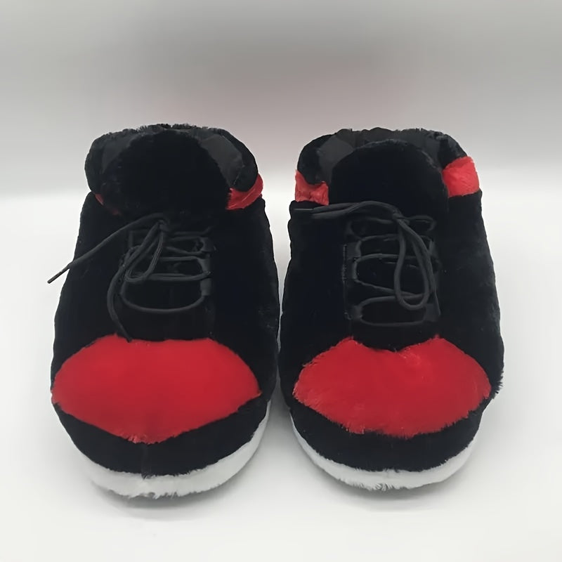 Men's Fuzzy Lace Up Thermal Home Shoes, Comfy Non Slip Casual Funny Indoor Shoes, Men's Footwear