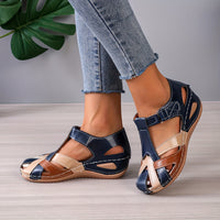 Fashion-Forward Womens Wedge Sandals - Casual Closed Toe Design with Breathable Hollow Out Faux Leather, Lightweight & Comfortable - Perfect Summer Outdoor Sandals