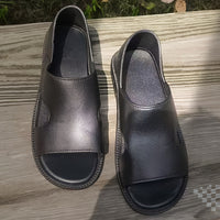 Men's Solid Color Open Toe Breathable Sandals, Comfy Non Slip Casual Durable Beach Water Shoes, Men's Footwear