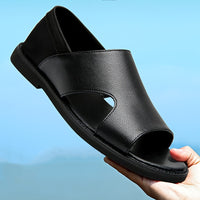 Men's Solid Color Open Toe Breathable Sandals, Comfy Non Slip Casual Durable Beach Water Shoes, Men's Footwear