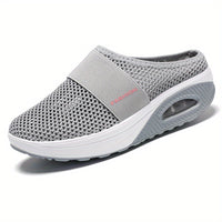 Women's Flying Woven Mesh Sandals, Casual Air Cushion Sole Mules, Breathable & Lightweight Mule Sneakers