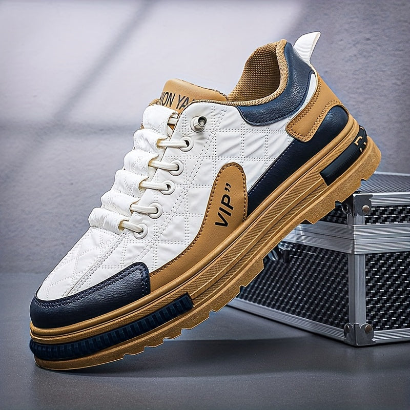 [Colour Block Skateboard Shoes] Men's Chic Street Style Colour Block Skateboard Shoes, Comfy Non Slip Casual Sneakers For Men's Outdoor Activities, Men's Footwear