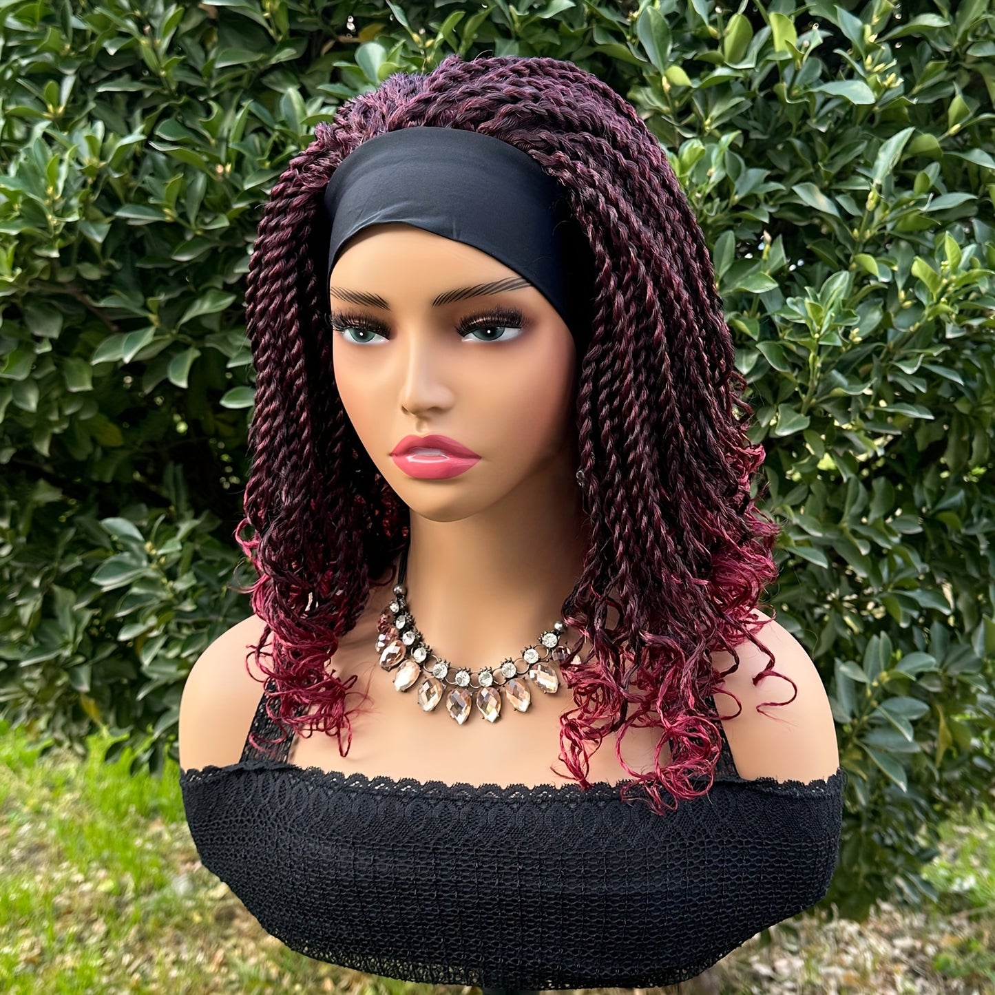 Flattering Short Box Braided Headband Wig - Virtually Heatproof, Effortless Crochet Style - Superb Synthetic Hair for Black Women - Fashionable Bob, Secure Machine Made Wig