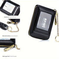 [RFID Credit Card Holder] Casual RFID Credit Card Holder, Multi-compartment Wallet - Simple Zip Around Card Case