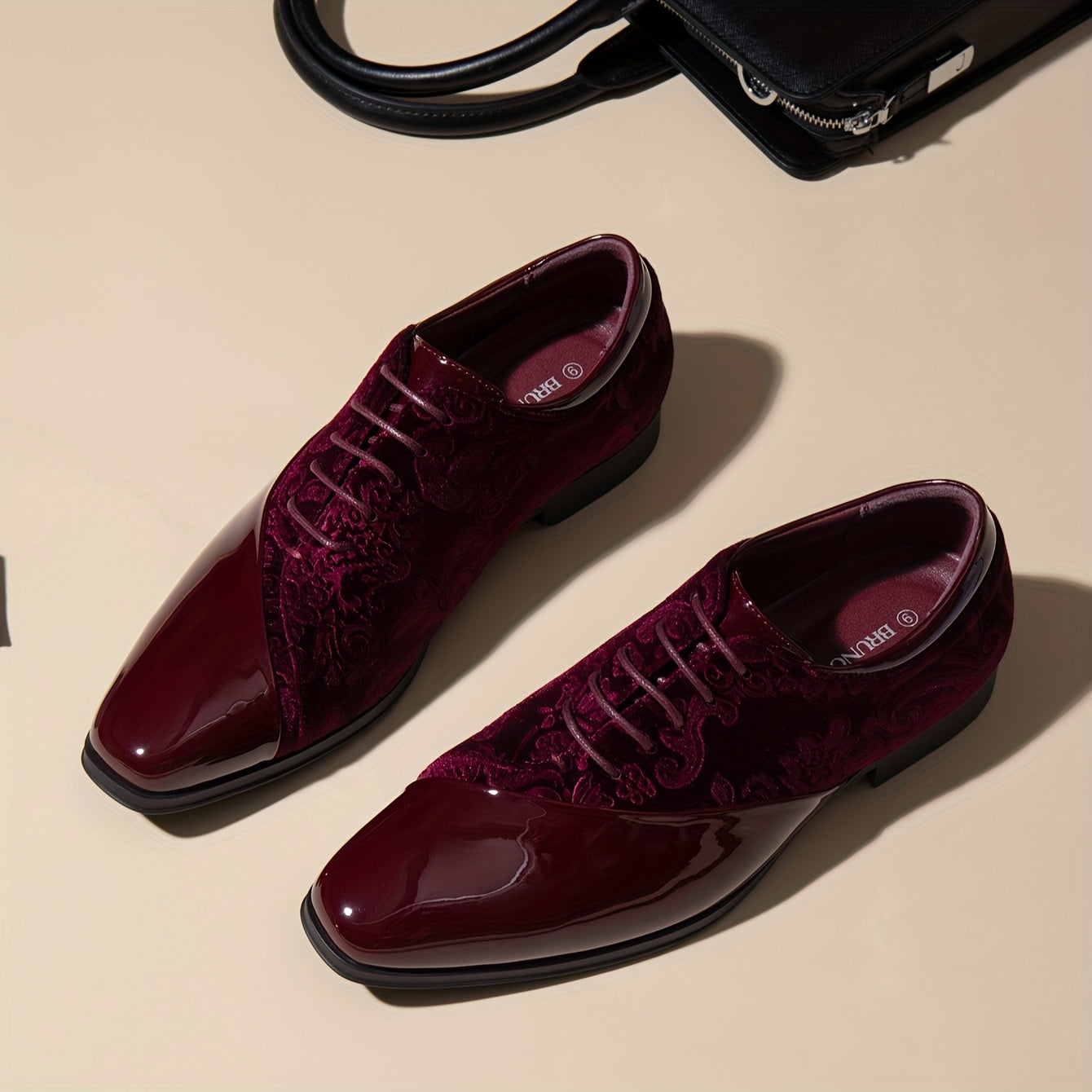 Bruno Marc Classic Glossy Velvet Men's Dress Shoes - Formal Oxford Lace-up Caden