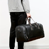 Men'S Genuine Travel Duffel Bag - Adjustable Shoulder Straps, Multiple Compartments, Durable & Stylish for Weekends, Trips & Daily Use (Black), Luggage for Travel, Secure Zipper Closure