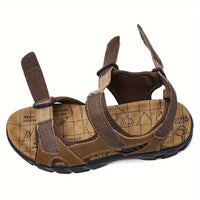 Men's Sandals for Men - Genuine Leather Summer Sandals with Closure, Thick Sole, Open Toe, High Quality, Lightweight & Breathable for Beach, Hiking, and Casual Wear - Casual Outdoor Shoes with Rubber Sole and Cow Leather Uppe