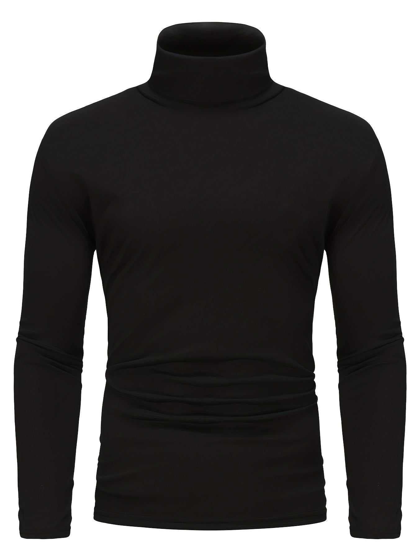 Long-Sleeved Multicolor Turtleneck Shirt for Men - Soft Medium Stretch Polyester Fabric, Regular Fit, High Neck Collar, Machine Washable, Perfect for Spring and Fall Seasons