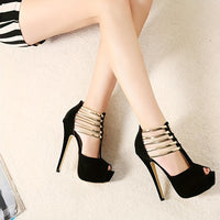 Women's Stiletto High Heels, Ankle T-strap Platform Peep Toe Pumps, Party & Dress Heels