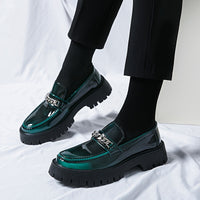 Men's Platform Business Shoes, Comfy Non Slip Casual Durable Rubber Sole Chunky Office Shoes, Men's Footwear