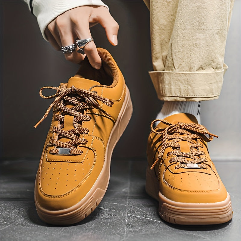 Men's Skate Shoes With Good Grip, Breathable Lace-up Sneakers, Men's Footwear