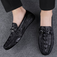 Men's Solid Colour Top Grain cow Leather Vintage Slip On Penny Loafer Shoes, Comfy Non Slip Durable Rubber Sole Formal Shoes, Men's Footwear