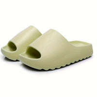 Men's Solid Color Open Toe Breathable Chunky Slippers, Comfy Non Slip Casual Durable Anti Odor EVA Slides, Men's Footwear