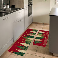 Merry Christmas Kitchen Mats Set Of 2, Red Xmas Tree Winter Farmhouse Style Home Kitchen Decorations Rugs For Floor- 17x29 And 17x47 Inch BT007