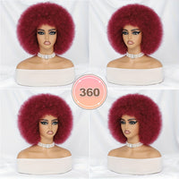 Short Afro Wigs For Women Blonde 10 Inch Afro Curly Wig With Bangs 70s Large Bouncy Soft Synthetic Female Wigs For Party Cosplay