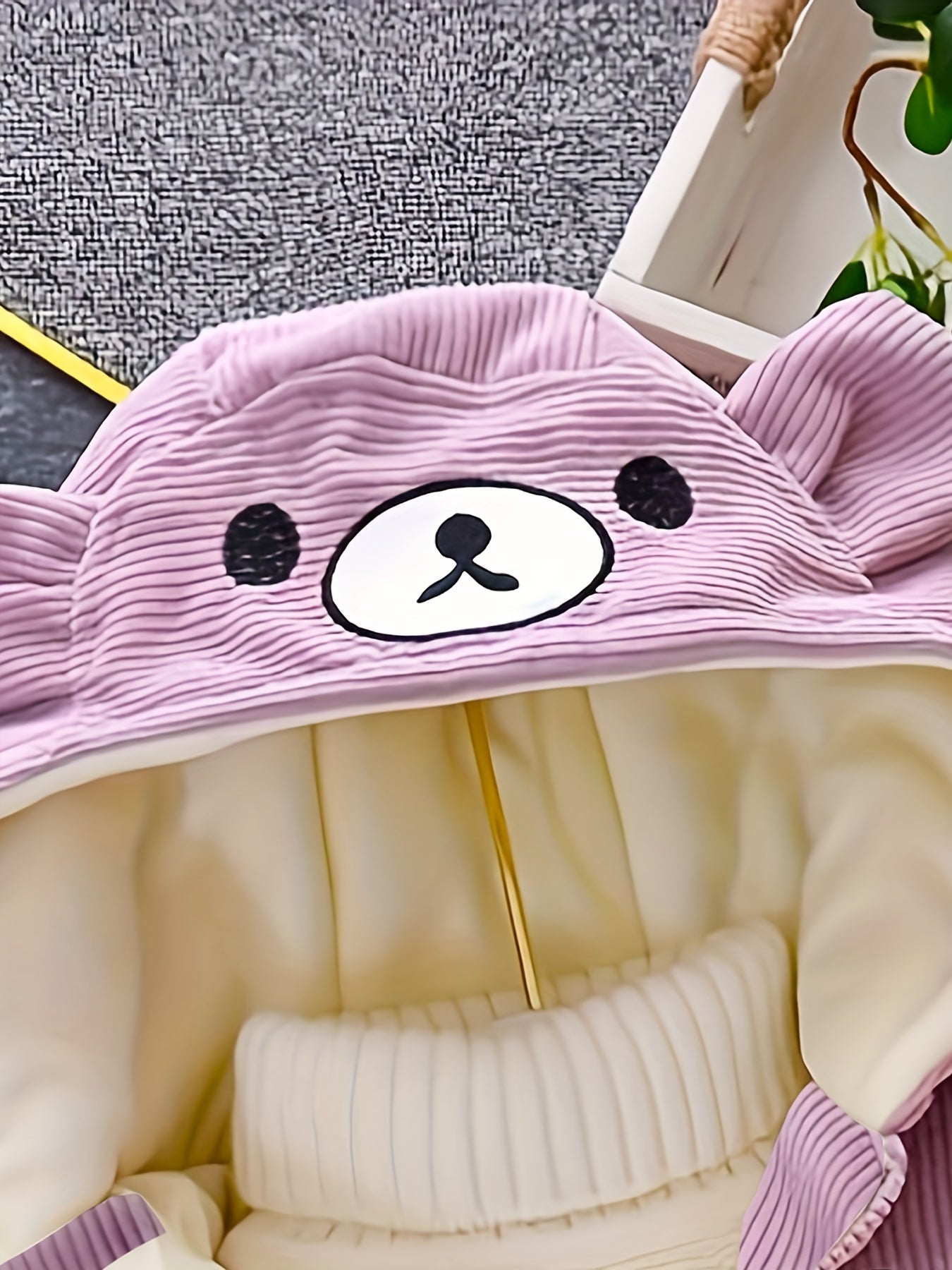 New Children's Warm Winter Thick Coat Cute Bear Shape Baby Corduroy Hooded Zip UpJacket