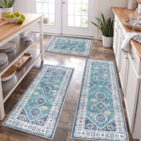 Boho Kitchen Mat Sets 3pcs with Runner Non Slip Kitchen Rugs and Mats Washable Kitchen Mats for Floor Thick Kitchen Floor Mat Mat Runner Rugs for Hallway Laundry Holiday Decor