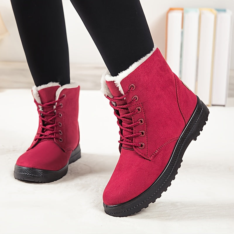 [Winter Snow Boots] Slip-Resistant & Plush Lined Women's Winter Snow Boots | PU Sole, Lace-Up Closure, Cushioned Insole - Cold Weather Boots for Everyday & Formal Outfits - Extended Sizes up to US Women's 44 (EU 43) - Black B