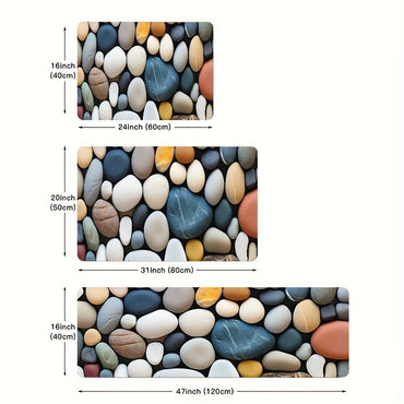 1pc Vibrant Pebble Pattern Rug - Anti-Slip Bathroom & Kitchen Mats, Decorative Water-Resistant Floor Coverings for Indoor/Outdoor Use, Perfect Non-Slip Bath Mat, Kitchen & Toilet Mats