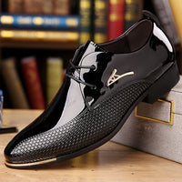 Plus Size Men's Faux Patent Leather Upper Derby Shoes, Comfy Non Slip Rubber Sole Durable Dress Shoes, Men's Footwear