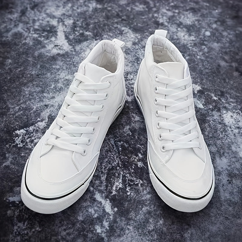 Comfy High-Top Canvas Sneakers - Soft, Breathable, Non-Slip, Durable Rubber Sole, Lace-Up Closure, Perfect for Walking, Casual Outings, and Everyday Wear - Men's Footwear