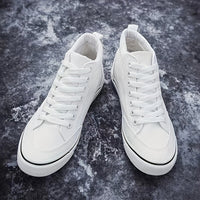 Comfy High-Top Canvas Sneakers - Soft, Breathable, Non-Slip, Durable Rubber Sole, Lace-Up Closure, Perfect for Walking, Casual Outings, and Everyday Wear - Men's Footwear
