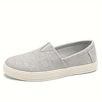 Comfy Slip-On Loafers - Men's Canvas Shoes with Breathable Solid Colours, Non-Slip Soles, Durable Design for Outdoor Activities and Casual Walking - Comfortable, Relaxed Fit for Men's Footwear