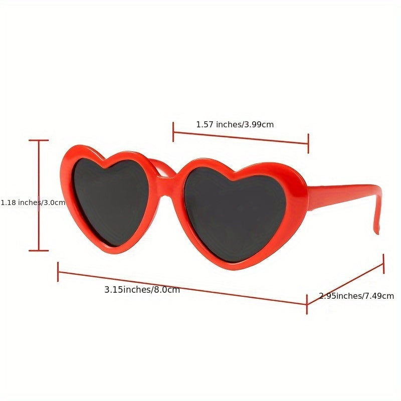 Valentine'S Day Pet Fashion Glasses for Dogs & Cats - Heart-Shaped Glasses with Yellow Lenses, Soft Fabric & Adjustable Strap, Cute Animal Costume Accessories for All Breeds, Dog Fashion Glasses, Playful Pet Accessory, Comfor