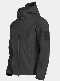 Warm Fleece Hooded Windbreaker Jacket, Men's Casual Zip Up Jacket Coat For Fall Winter Outdoor Hiking Camping Cycling