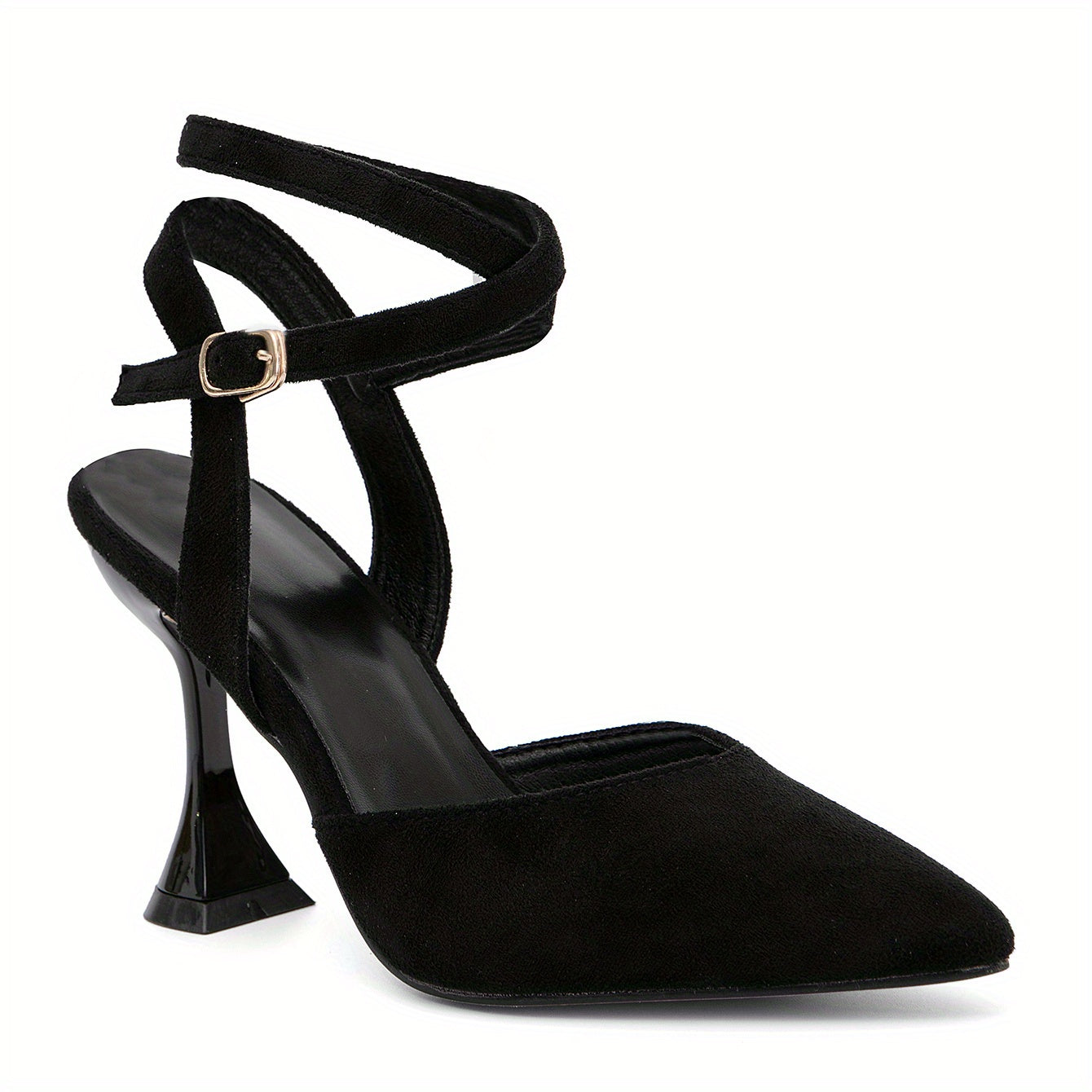Women's Pointed Toe High Heels, Solid Color Crisscross Strap Slingback Sandals, Stylish Pyramid Heeled Sandals