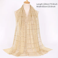 Women Solid Color Scarf Thin Breathable Shawl Lightweight Sparkling Metallic Wrap