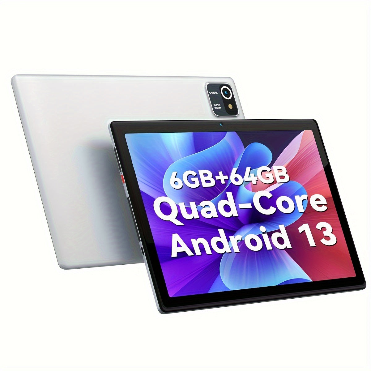 10 Inch Tablet Android 13 Tablet, Quad Core Tablet, 2GB Memory, 64GB ROM, 128GB Expansion, 5000mAh, 1280x800 HD Touch Screen, 5 Million Pixels+8 Million Pixels, WiFi, Dual Camera