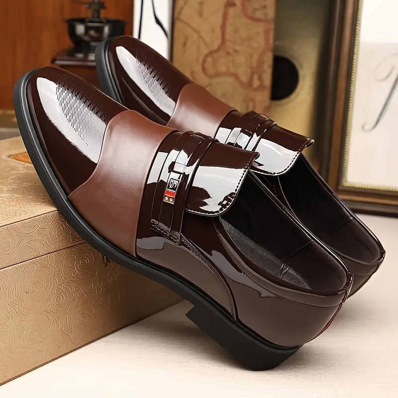 Stylish Men's Dress Shoes - Fashionable PU Upper Slip-On Shoes for Business, Office, Parties, and Weddings - Comfortable, Breathable, and Durable
