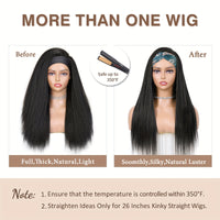 Kinky Straight Headband Wig For Women Yaki Straight Wigs With Black Headband Kinky Afro Wigs For Women