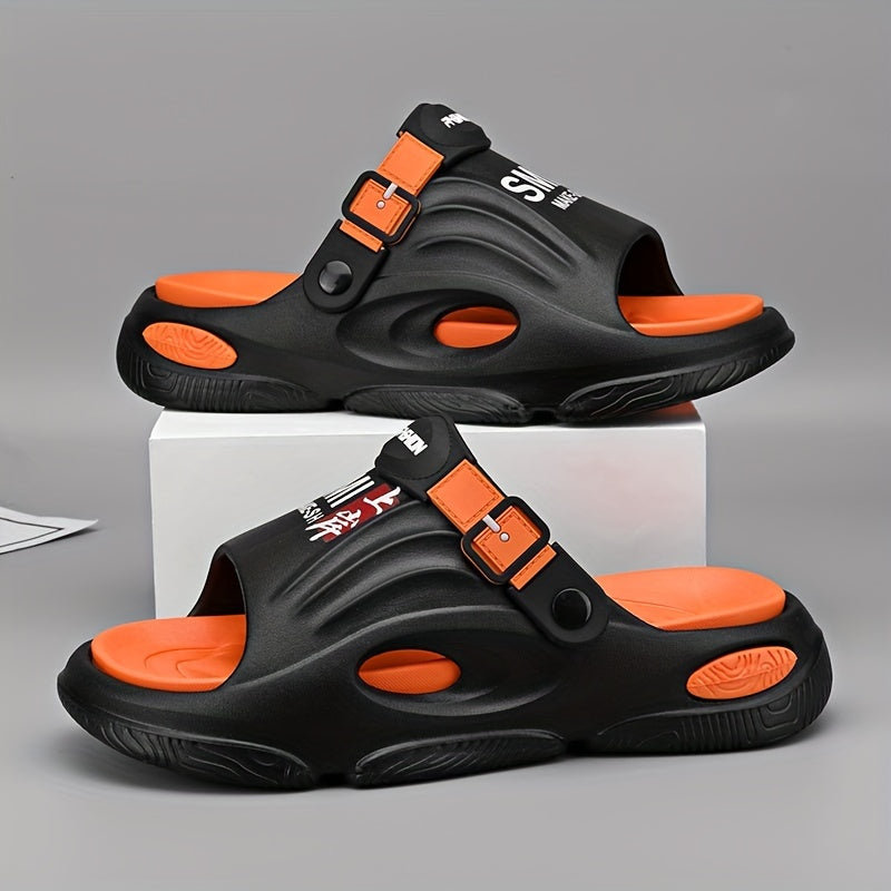 Men's Trendy Street Style Chunky Slippers, Comfy Non Slip Casual Durable Soft Sole EVA Slides, Men's Footwear