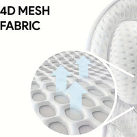 Non-Slip Bath Pillow for Head, Neck, and Back Support - 4D Air Mesh Soft Tub Pillow with 6 Suction Cups - Perfect for Spa Cushion and Tub Use - White
