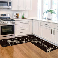 2-Pack Spooky Ghost Halloween Kitchen Mats - Durable Polyester Rugs with Vibrant Skeleton, Spider, and Bone Designs, Machine Washable, Non-Slip, and Water-Resistant for Spooky Home Decor All Year Round