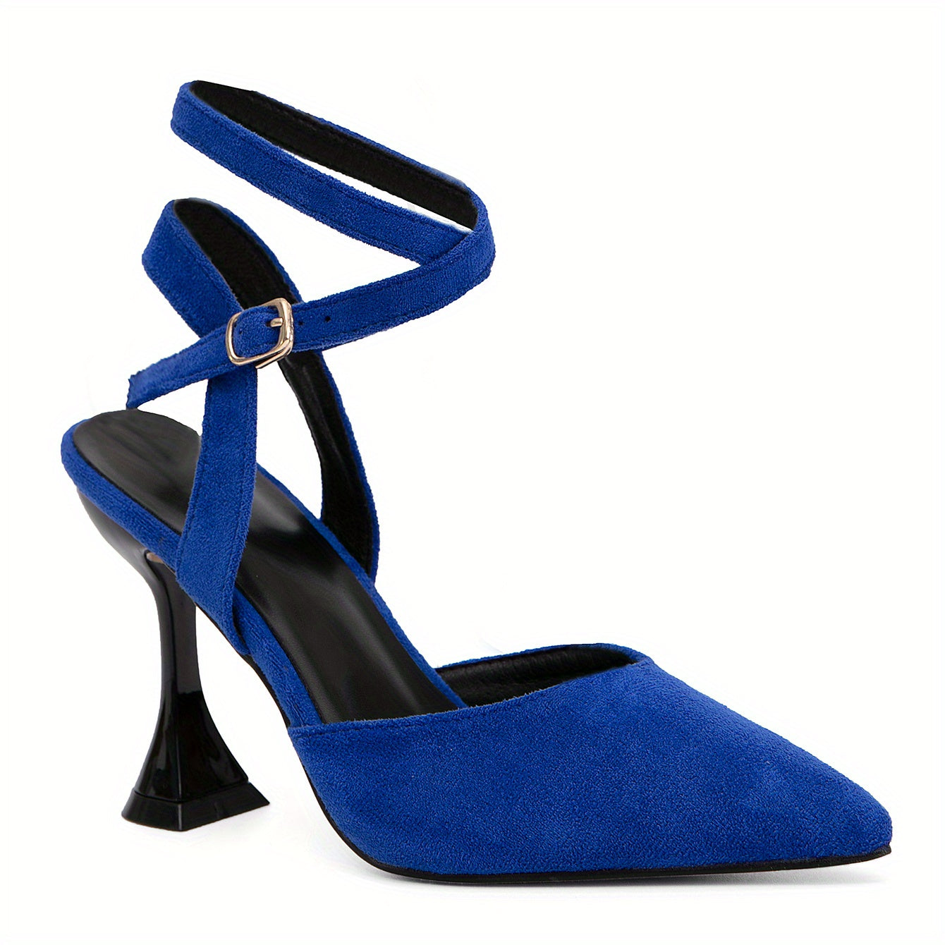 Women's Pointed Toe High Heels, Solid Color Crisscross Strap Slingback Sandals, Stylish Pyramid Heeled Sandals