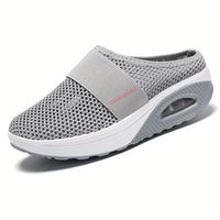 Women's Flying Woven Mesh Sandals, Casual Air Cushion Sole Mules, Breathable & Lightweight Mule Sneakers