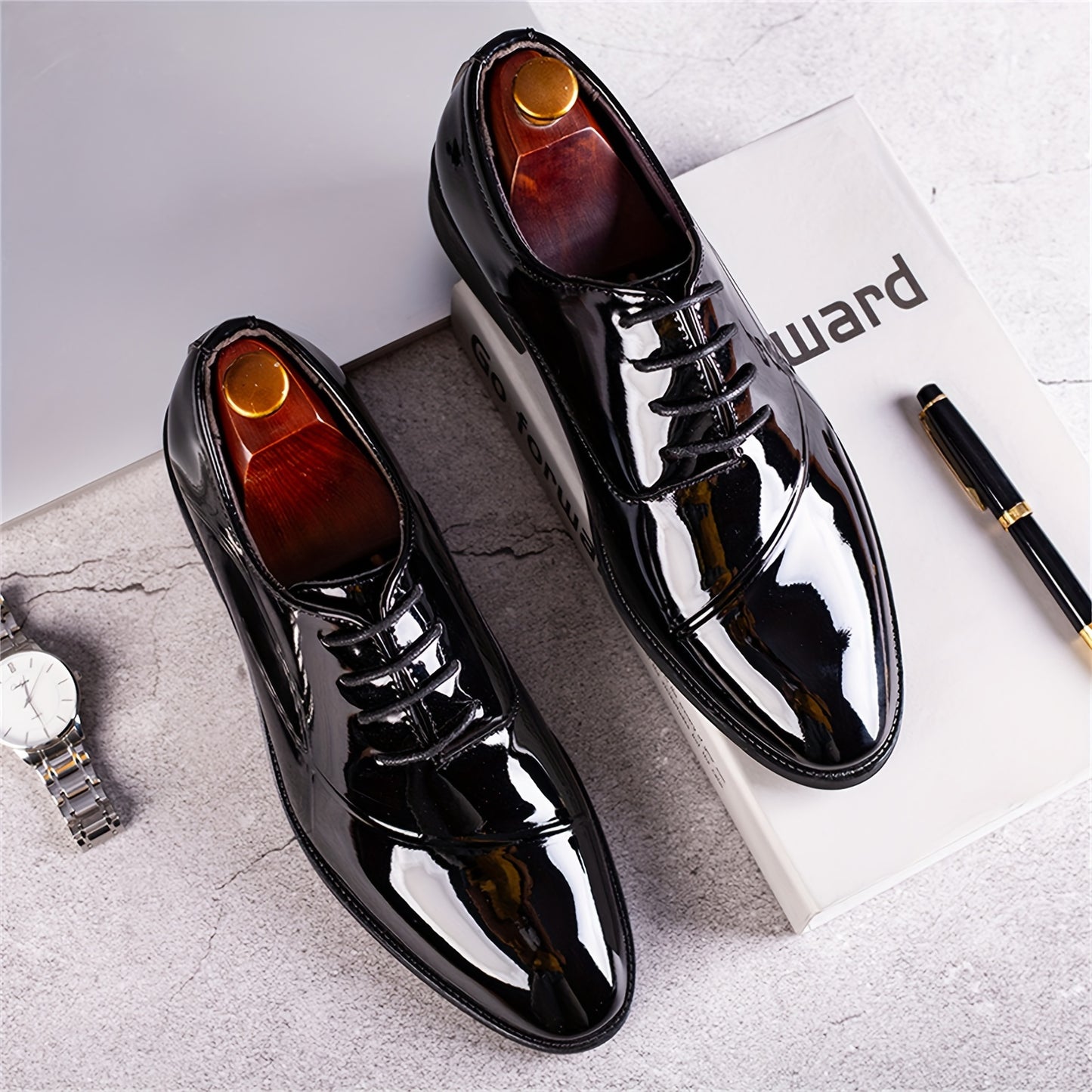 Men's Dress Shoes Classic Modern Formal Business Oxford Comfortable Tuxedo Casual Lace Up Derbys Shoes for Men Father's Day Gift