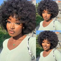 Short Afro Wigs For Women Blonde 10 Inch Afro Curly Wig With Bangs 70s Large Bouncy Soft Synthetic Female Wigs For Party Cosplay