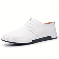 Plus Size Men's Solid Colour Business Style Shoes With Or Without Hollow Design, Comfy Non Slip Lace Up Durable Rubber Sole Shoes, Men's Footwear