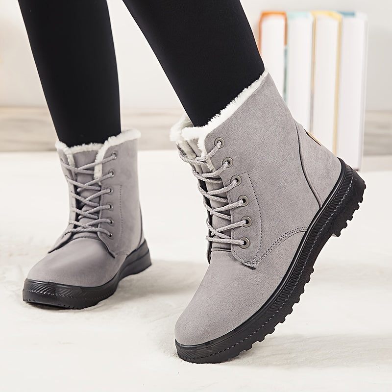 [Winter Snow Boots] Slip-Resistant & Plush Lined Women's Winter Snow Boots | PU Sole, Lace-Up Closure, Cushioned Insole - Cold Weather Boots for Everyday & Formal Outfits - Extended Sizes up to US Women's 44 (EU 43) - Black B