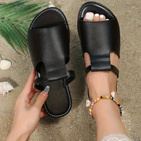 Stylish Womens Flat Slide Sandals - Soft Faux Leather, Slip-On Design, Lightweight, Breathable, Rubber Sole, Open Toe, Mary-Jane Strap - Perfect for Outdoor Activities and Casual Occasions